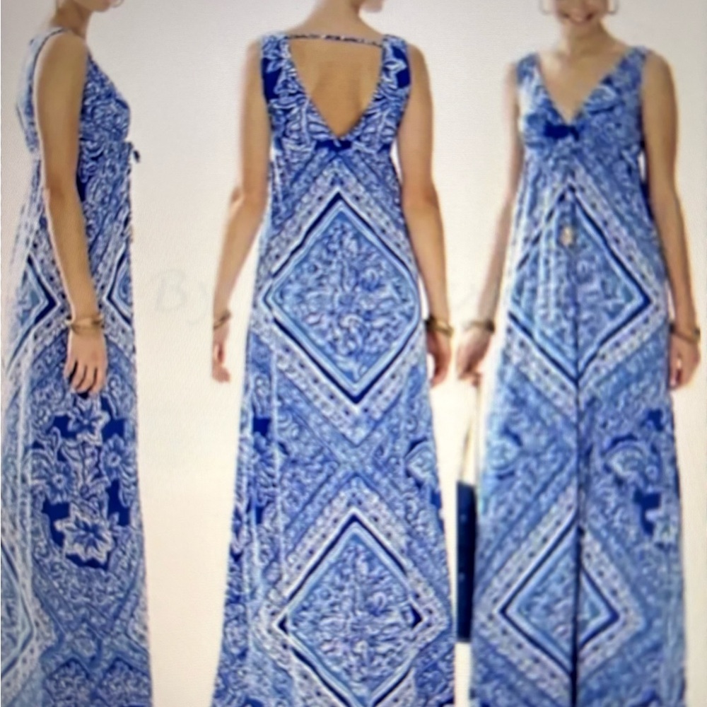 Lilly Pulitzer Miraflora Blue Crush Open Water Engineered Maxi Dress- Sz S